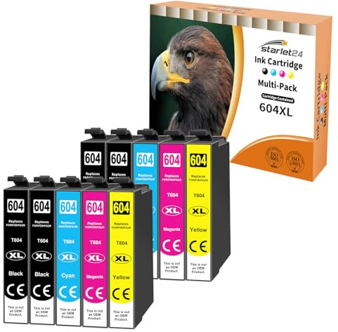 Starlet24 10x 604XL Druckerpatronen Kompatibel für Epson 604 XL Multipack für Expression Home XP-2200 XP-2205 XP-3200 XP-3205 XP-4200 XP-4205 Workforce WF2910DWF WF2930DWF WF2935DWF WF2950DWF