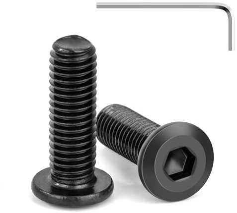 Tunejoy 20 Piezas Tornillos de Cabeza Plana M8 x 25 mm Negro Tornillo de Cabeza Hexagonal de Acero Inoxidable A2 V2A Perno de Muebles con llave Allen Rosca Completa