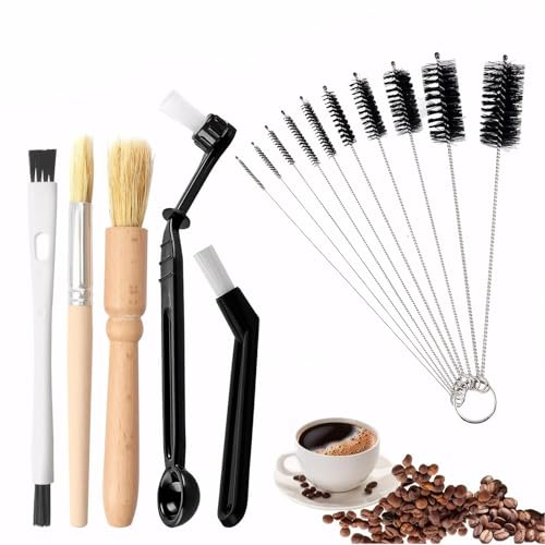 Forever Bene 15-Piece Coffee Cleaning Brushes, Fine Gaps, Cleaning Tools | For coffee brushes and straw-cleaning tools at coffee station or workshop bench