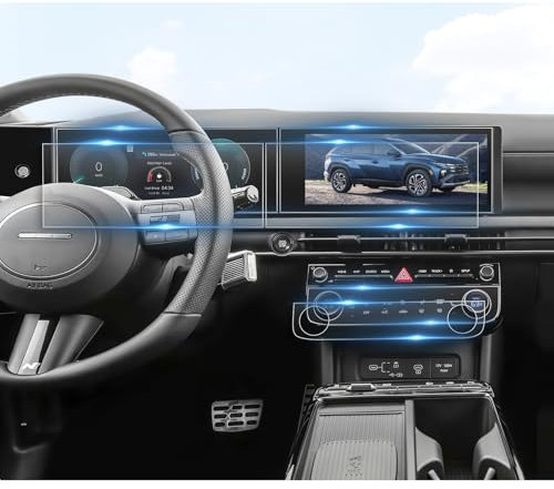 BIBIBO Tucson NX4 2025 Premium Displayschutzfolien, Schutzfolie Kompatibel mit Hyundai Tucson NX4 2025, 12,3, Nano Kratzfeste Zubehör (Navi + Cockpit+ Klimaanlage 6 Stücke)