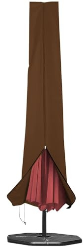 RICHIE Garden Parasol Cover for Garden Umbrella Covers Fit 2.5 to 4m Diameter Parasols 190x25x50cm Waterproof 600D Oxford PVC Coating with Heavy-duty Zip and Adjustable Drawstring Cord at Bottom,Brown