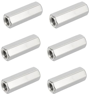 HiPicco Dadi di accoppiamento esagonali, 3/8-16 UNC, lunghezza 30 mm, confezione da 6 dadi di accoppiamento per aste filettate e borchie