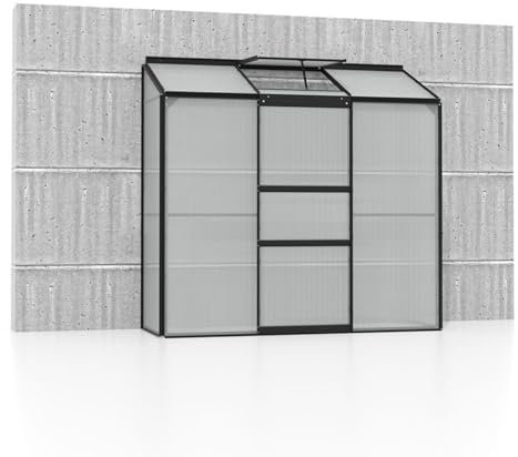 Vitavia Anlehn-Gewächshaus Styx 1300, schwarz, 1,3 m², 4 mm HKP | Wetterfestes & stabiles Wand-Gewächshaus zur Pflanzenanzucht | Ideales Treibhaus für Gemüse, Kräuter & Blumen