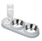 Marchul Gamelle 3 en 1 pour chat, gamelle de nourriture et d'eau pour chat avec distributeur d'eau et bols en acier inoxydable, inclinée à 15°, trois bols surélevés pour chats d'intérieur, chiens de