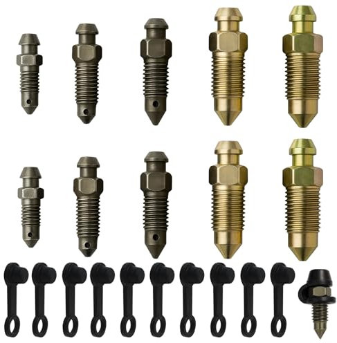 Huybaa 10 Pièces Vis de Purge de Frein pour Moto - Boulon Banjo avec Capuchon, Tailles 2 x M6 x1mm, 2 x M7x1mm, 2 x M8x1.25 mm, 2 x M10 x 1mm, 2 x M10 x1.25 mm