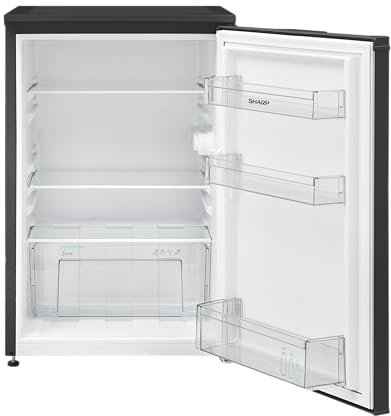SHARP SJ-UD135T2B-EU Kühlschrank / 135L Nutzinhalt/kleiner Kühlschrank mit stufenloser Temperaturregelung/LED Innenbeleuchtung/Schwarz