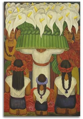 KANGZENG Diego Rivera Malerwerke (groß_RIVERA_FLOWERFEST) Kunstposter, dekoratives Gemälde, Leinwand, Wandkunst, Wohnzimmer, Schlafzimmer, 20 x 30 cm