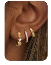 KALVICA 3 Paare Ohrringe Creolen Gold Klein Set Hypoallergene 14K Vergoldete Ohrringe Gold Wasserfest Nickelfreie Goldene Creolen Damen Schmuck Gold/Silber