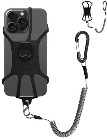 Backpack strap mobile phone holder, suitable for hiking and camping, shoulder strap mobile phone holder for iPhone and most smartphones, removable silicone case, hands free