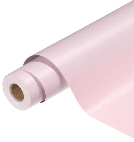 sourcing map PVC Peel and Stick Wallpaper 15.8 x 196.9 Waterproof Self-Adhesive Decorative Contact Paper Removable Frosted Vinyl Wrap Paper for Kitchen Bedroom Cabinet Furniture, Pink