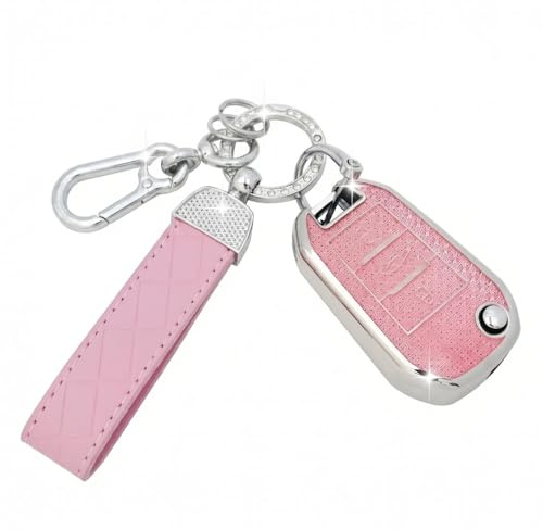 SparkleJoy Coque Clé Voiture TPU avec un Porte-Clés en Cuir,Etui Clé Étui Clé Compatible avec Flip Key