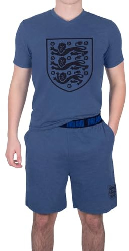 England Men's Short Pyjamas Official Loungewear Set Navy Marl Size Small