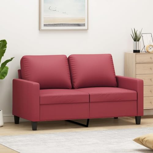 Frdhee Wohnzimmer Couch Ecksofa,2-Sitzer-Sofa Weinrot 120 cm Kunstleder für Schlafzimmer, Büro, Wohnung, Einfache Montage
