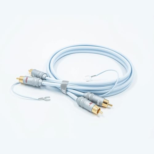 Supra Cables 70 cm Phonokabel mit hocheffizienter Schirmung und GND Masseleitung Farbe Eis Blau 0,7m - 2RCA-SC