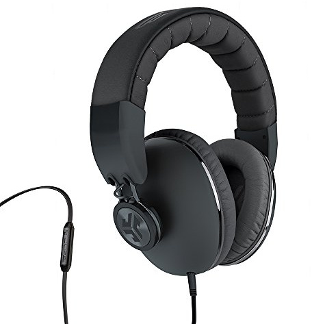 JLab Audio Bombora Over-Ear Headphones with Universal Mic, Matte Black/Gunmetal