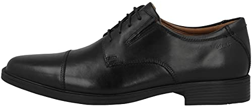 Clarks Tilden Cap, Scarpe con lacci Uomo, Nero Black Leather, 44.5 EU