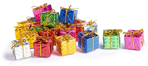 24 Deko Geschenkpäckchen 24x24x22mm bunt mit Schleife Weihnachten Dekoration Christbaum Tannenbaum Schmuck