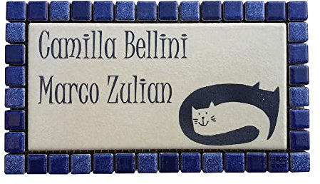 Mosaici Guizzo Placa de cerámica incisa + Marco Yin y Yang de Gatos