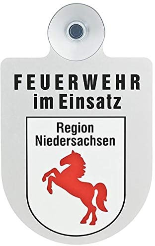 Alu Saugnapf Wappen Schild Feuerwehr im Einsatz mit Wappen Niedersachsen