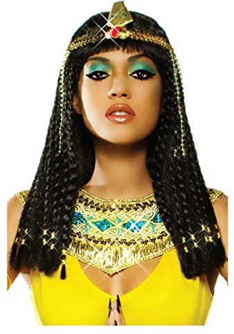 Horror-Shop Schwarze Kleopatra Zopf Perücke Deluxe für Ägypterin Kostüme