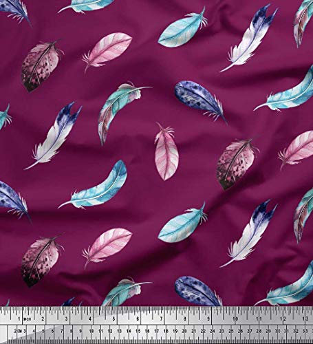 Soimoi Rosa Samt Stoff bunt Feder Stoff Meterware 58 Zoll breit