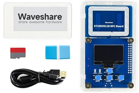 Waveshare 2.9inch Passive NFC-Powered e-Paper Evaluation Kit Bundle with ST25R3911B NFC Board Card Reader TF Card Wireless Powering and Data Transfer