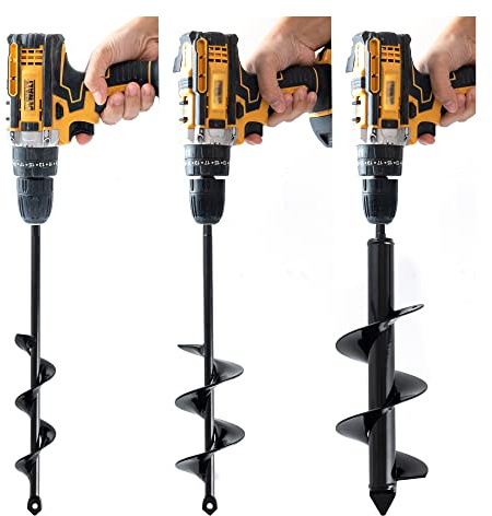 VASGOR Set 3 (1.6x16, 2.6x16, 3.5x16) Solid Shaft Auger Drill Bit for Planting - Easy Planter Garden Auger - Bulb & Bedding Plant Augers - Post Hole Digger for 3/8” Hex Drive Drill