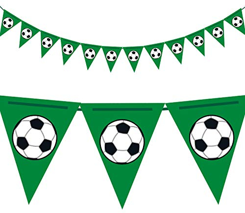 Oblique Unique® Fußball Wimpel Girlande Wimpelkette Doppelseitig Hänge Deko für Kinder Geburtstag Jungs WM Party Feier Dekoration