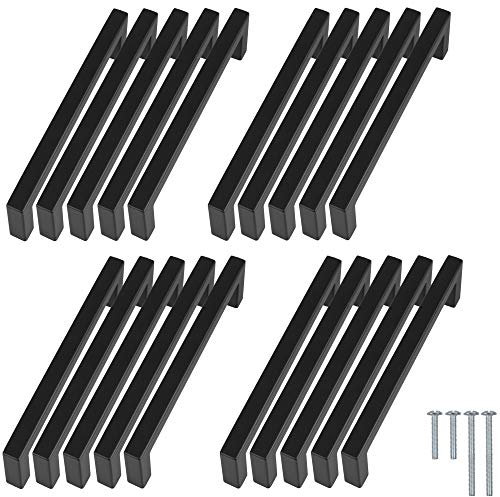 Stahlia® Möbelgriffe 20er SET Relinggriff Echt-Edelstahl | BA: 320mm Profil: 10 x 10 mm | Edelstahlgriff schwarz matt eckig