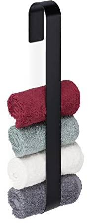 Relaxdays Handtuchhalter Wand, 430 Edelstahl, Handtuchstange 45 cm, selbstklebend & magnetisch, Gästetuchhalter, schwarz