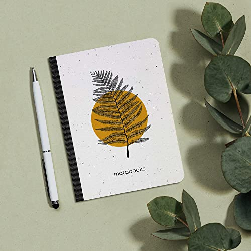 Matabooks, nachhaltige und vegane Notizbücher A6 aus Graspapier, Samenbuch, 102 blanko Seiten, Natur, Handmade, Made in Germany (Orange)