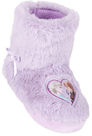 Pantofole a stivaletto in morbido pelo ' FROZEN ' Ciabatte invernali Bambina da casa (LILAC, 22)