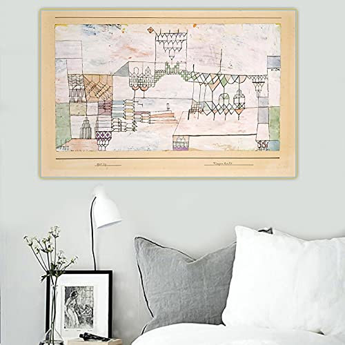 Leinwandbilder Paul Klee《Großer Saal für Sänger》Leinwand Ölgemälde Ästhetisches Kunstwerk Bild Wand Zuhause Wohnzimmer Dekor 60x80cm Rahmenlos