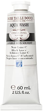 Lefranc Bourgeois 301508 Charbonnel, wasserabwaschbare Kupferdruckfarbe mit ausgezeichnete Lichtechtheit, Vegan, 100% Lösemittelfrei - 60ml Tube - Schwarz Luxe C