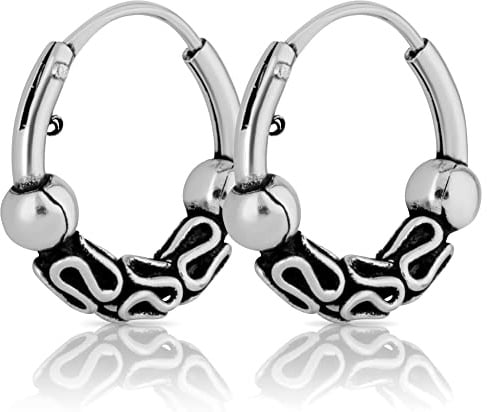 NKlaus Creole 925 Sterling Silber, 12mm, 3,1mm, 1,4mm, Ohrringe, 2 Stück | Stärke: 1,4mm