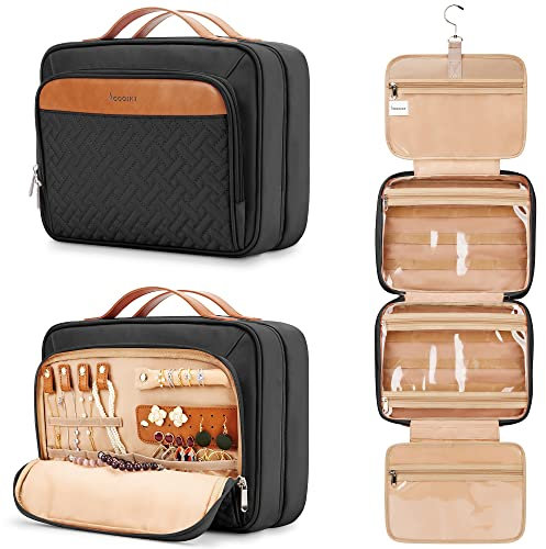 Trousse de toilette de voyage à suspendre pour homme et femme, avec 6 couvercles de bouteilles en silicone anti-fuite, accessoires de maquillage imperméables, essentiels cosmétiques, articles de
