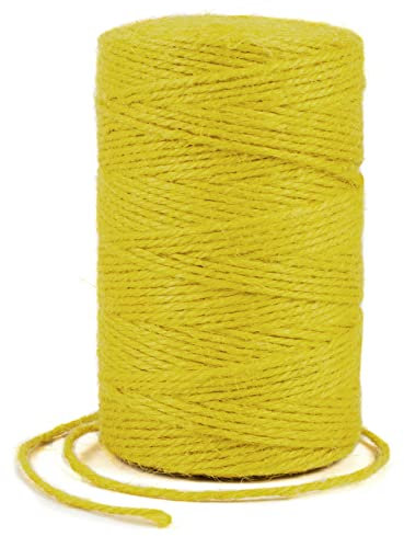 Uiopa Spago Juta Colorato 2mm x 200m Corda Canapa, Spago per Orto Naturale, Filo Juta, Corda Iuta per Decorazioni, Giardinaggio, Mestiere Fai da Te, Confezioni Regalo (Giallo Chiaro)