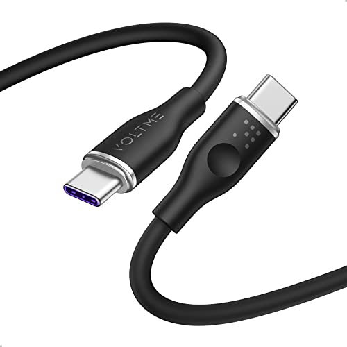 VOLTME Câble USB C vers USB C 1,0m Noir, 100W 5A PD Câble USB C Charge Rapide à Puce E-Mark et Cordon de Charge pour USB-C Appareil Samsung, MateBook X Pro, MacBook Pro, ChromeBook Pixel, iPad