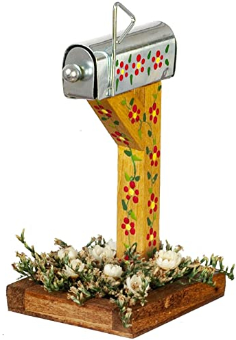 Puppenhaus Briefkasten Briefkasten mit Blumenständer Miniatur Garten Zubehör 1:12