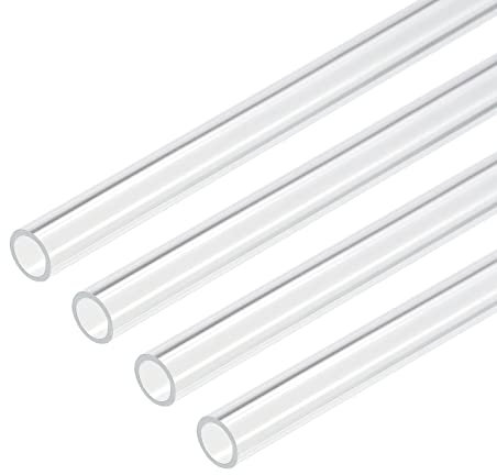 sourcing map Acrílico Tubo Transparente Rígido Redondo Tubo 8mm ID 10mm OD 10 para Lámparas y Linternas, Agua Refrigeración Sistema 4uds