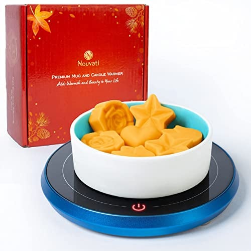 Nouvati 4-in-1 Wax Melt Burner, Candle Warmer, Mug Warmer & Oil Burner (Royal Blue) – Exceptional Heating, Auto Shut-Off, Stylish & Compact Design; Perfect for Coffee, Tea, and Scented Oils with Tray
