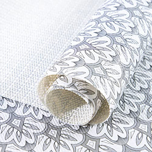 RAY STAR 45,7 x 248,9 cm Regaleinlage für Küchenschränke, nicht klebende Schrankauskleidung, waschbar, PVC-Schubladeneinlage für Kommode, rutschfeste Badezimmer (schwarzes Blumenmuster) (3 Rollen)