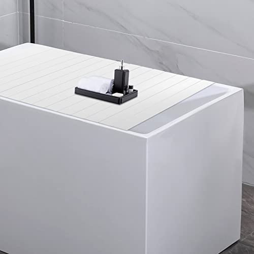 Faltbare Badewannenabdeckung 170 * 75cm Badewanne Brett wasserdichte Staubdichtes Badewannenablage PVC Badewannenbretter für Badezimmer SPA Storage Weiß