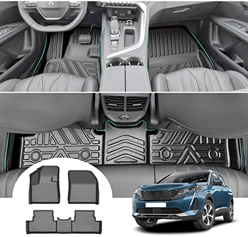 GAFAT Peugeot 3008 II 2016-2023 2024 Fussmatten, Peugeot 3008 2024 Fußmatten Gummimatten Original, 3D-Scannen TPE Hoher Rand, Peugeot 3008 Matten, Peugeot 3008 Zubehör [Nicht für Hybrid PHEV]
