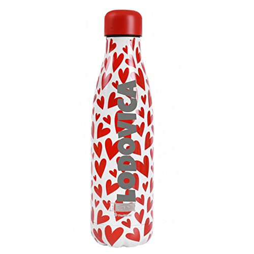 I-Drink Borraccia 500 ml Termica Acciaio Bottles Modelli Creative Animals IDRINK INCISIONE INCLUSA (500 ml) - Personalizzazione con testo a tua scelta (Hearts)