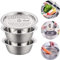 3pcs Multifunctional Stainless Steel Basin Set Drain Basket Fruit Vegetable Bracket Drain Basin Grater Basin Kitchen Tools (26cm)