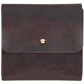 HOLZRICHTER Berlin – Kleine Damen Geldbörse aus Leder (No 4-5), Vintage, 11x10x1,5 cm, Mini Portemonnaie mit 7 Kartenfächern und Rückseitigem Münzfach, Kompakter Geldbeutel in Marone
