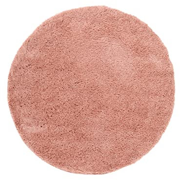 RugVista, Comfy, Kinderzimmer Teppich, ∅ 100 cm, Kinderteppich für Kinder, Spielteppich für Babys, Shaggy handwebstuhl, Maschinell hergestellt, Hochflor, Keine schädlichen Stoffe, Rosa