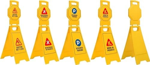 Customised Caution Floor Sign - Yellow | Caution Wet Floor | Work In Progress | Maintenance In Progress | Reserved Parking | Stop or Fully Blank Type A Freestanding Floor Sign for Malls, Restaurants