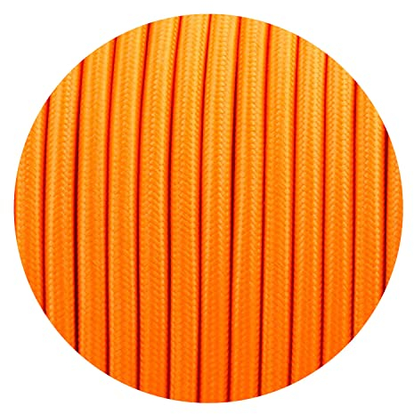 LEDSone 5 Meter Vintage 2 Core Orange Colour Round Electric Cable Fabric Covered Wire Italian Braided 0.75 mm Electrical Cable Flexible Wire for Lighting Other Appliances, Orange